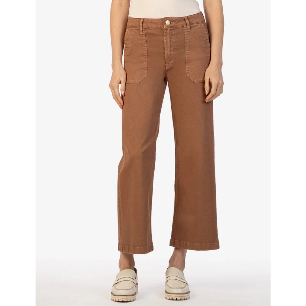 EUC Kut from the Kloth Meg Wide Leg Pants Mocha Brown Sz 8